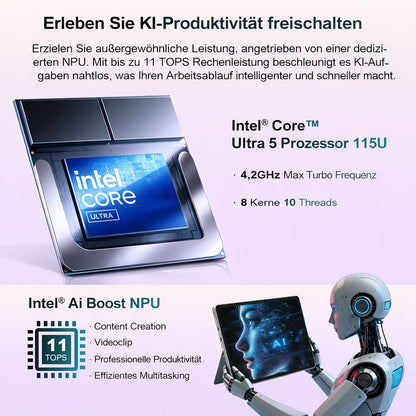 Ninkear S13 Intel Core Ultra 5 115U 2 in 1 Tablet Touch Screen Laptop - Ninkear Germany