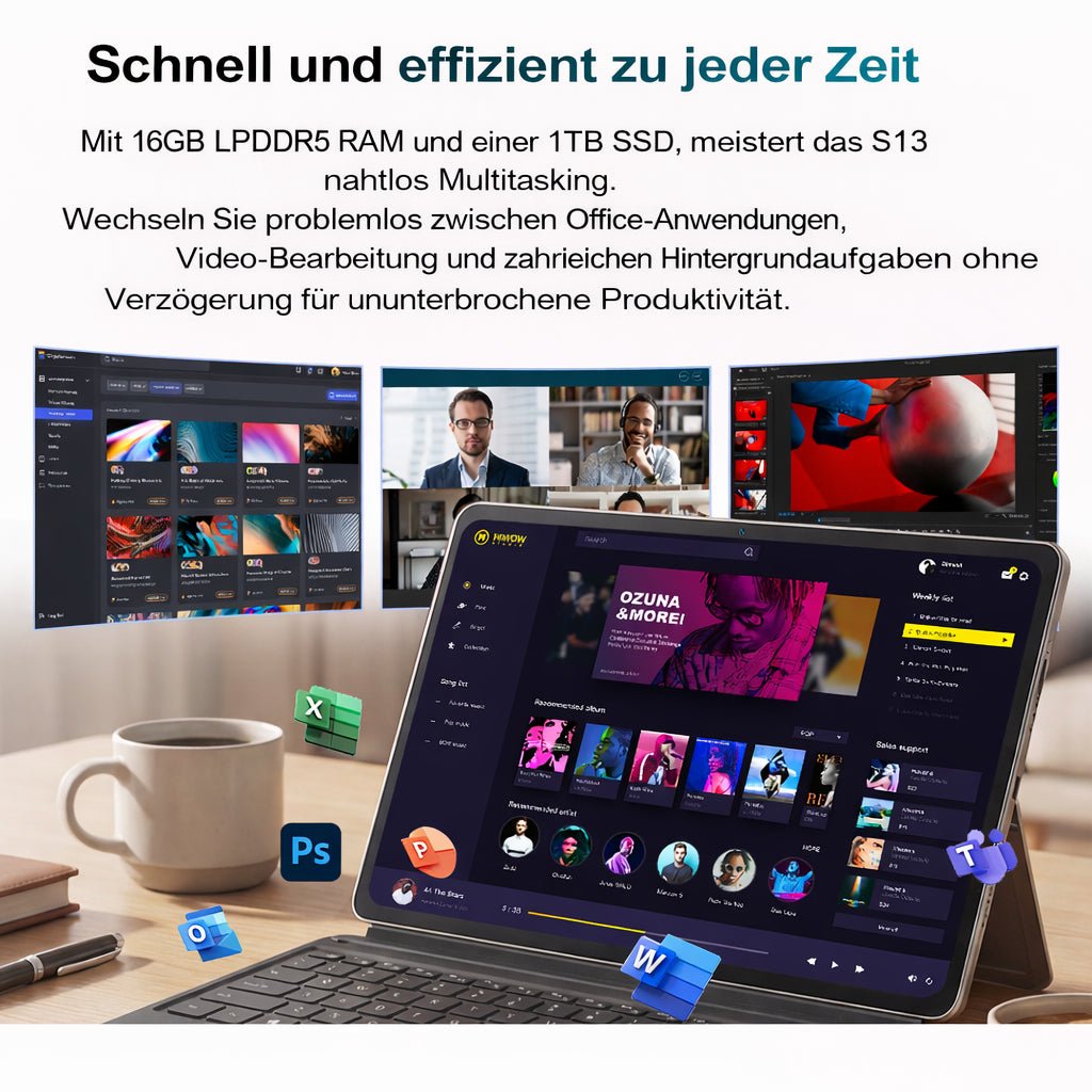 Ninkear S13 Intel Core Ultra 5 115U 2 in 1 Tablet Touch Screen Laptop - Ninkear Germany