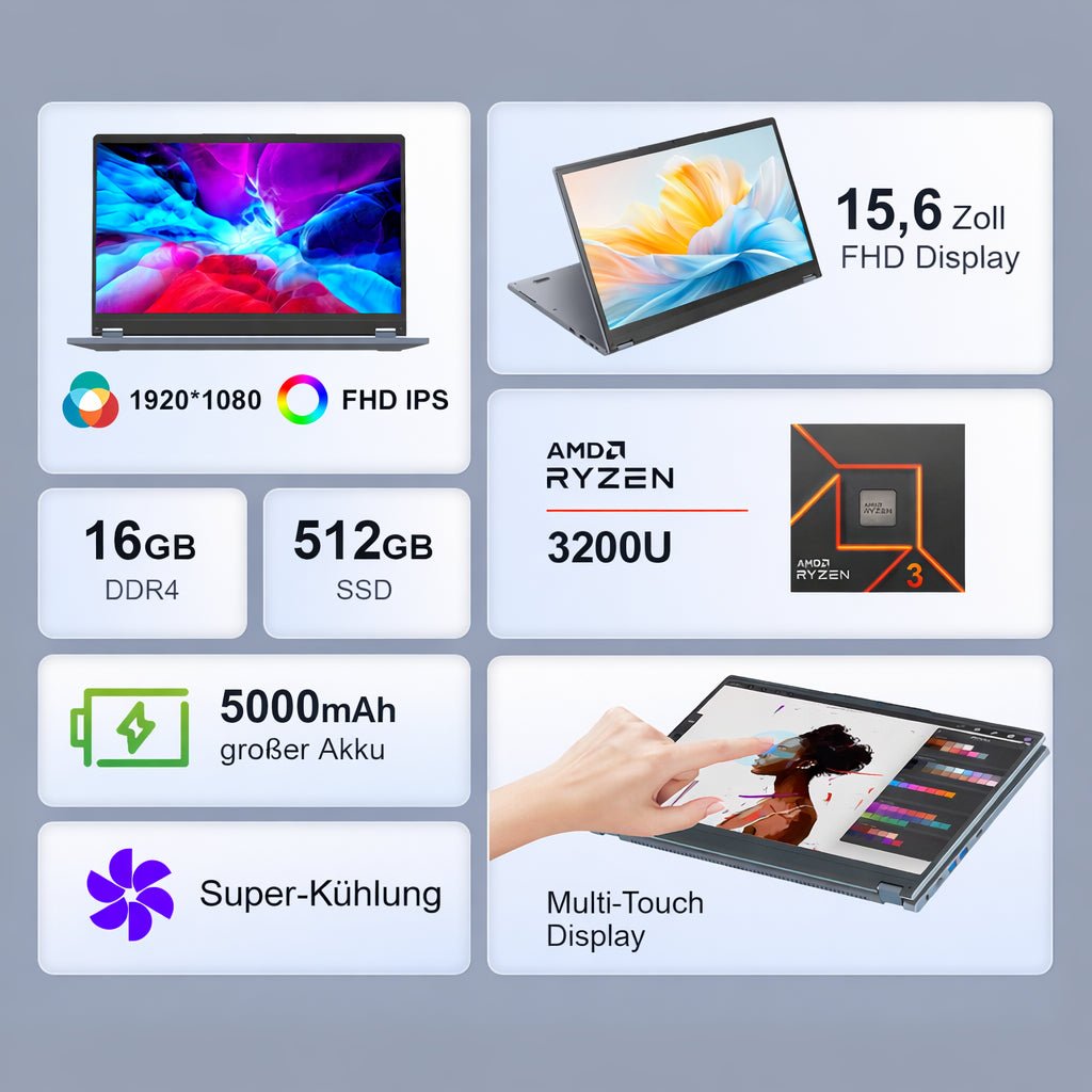 Ninkear YBOOK15 360° filp 2 in 1 Tablet Touch Screen Laptop - Ninkear Germany